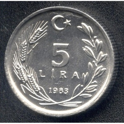 Turcja 5 lira lir 1983 mennicza mennicze