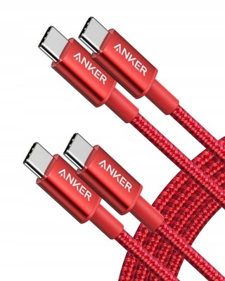 Kabel Anker USB typ C - USB typ C 1.8 m ZESTAW 2 SZTUKI Czerwony
