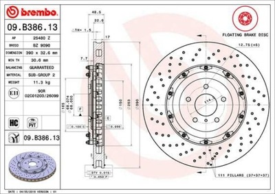 DISKU STABDŽIŲ BREMBO 09.B386.13 