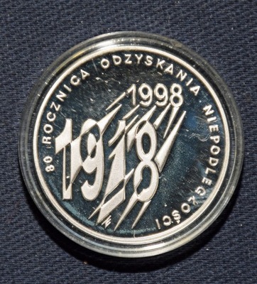 10 złotych 80 rocznica Niepodległości 1998 srebro Mennica Państwowa