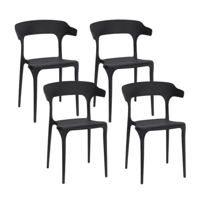 Krzesło Czarne X4 SZTUKI Nowoczesne Krzesła KOMPLET Fotele Do Salonu Bistro