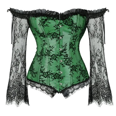 Corset Top With Sleeves Lace Up Bustier Plus Size