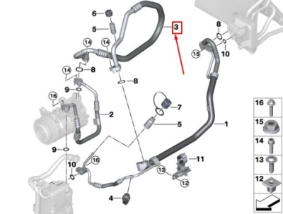 Bmw x3 m f97 evaporator-compressor всасывание труба 64508053488 фото №1