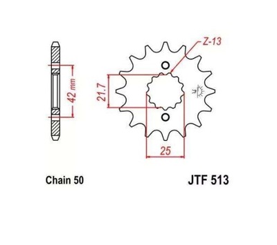 ЗУБЧАТКА ПЕРЕДНЯ JT F513-15, 15Z, РОЗМІР 530