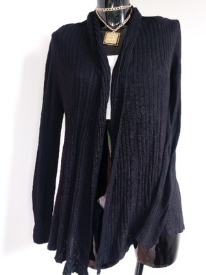 Czarny kardigan sweter prążkowany H&M S M 36