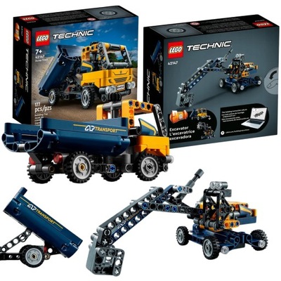 LEGO TECHNICS CIĘŻARÓWKA TIR KOPARKA WYWROTKA MASZYNY BUDOWLANE POJAZDY