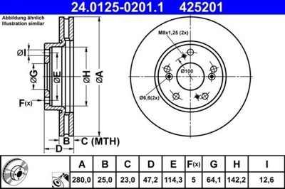 2X ДИСК ТОРМОЗНОЙ HONDA ПЕРЕД CIVIC 1,0-2,2 12- 24.0125-0201.1