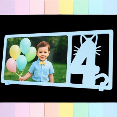 PREZENT DLA CHŁOPCA 4 LATA URODZINOWA NIEBIESKA RAMKA NA ZDJĘCIE PAMIĄTKA