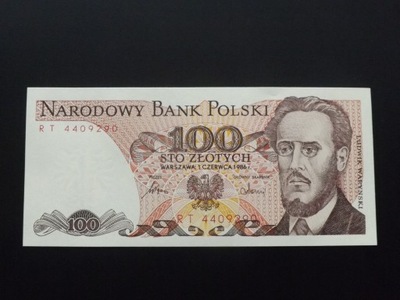 100 złotych 1986 z paczki bankowej RT st. 1/1-