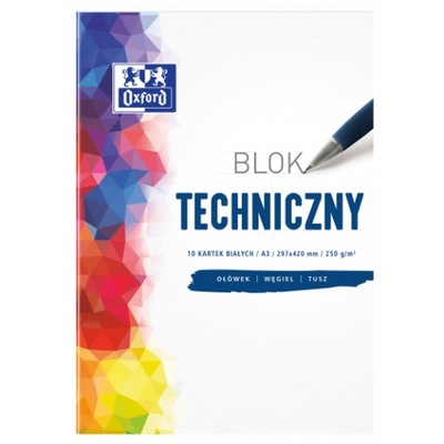 Blok techniczny biały, Oxford A3 10 kartek 250g