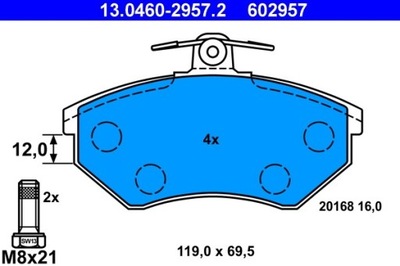 КОЛОДКИ ТОРМОЗНЫЕ SEAT ПЕРЕД IBIZA 1,6-2,0 93-02 13.0460-2957.2