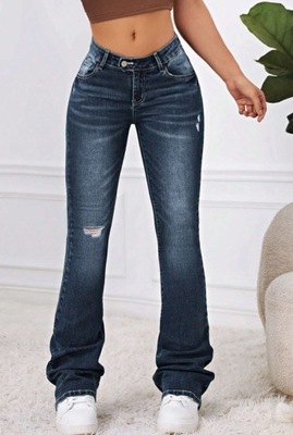 SHEIN SPODNIE JEANSOWE GRANATOWE DŁUGIE 28/32 1M4F