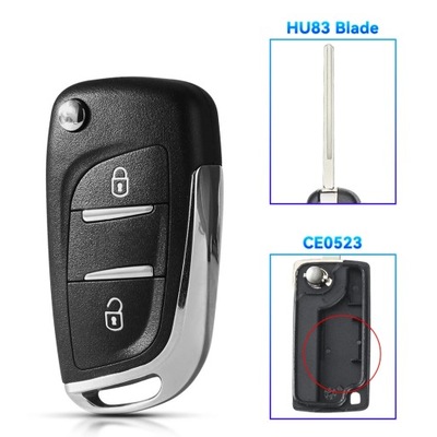 Ce0536 ce0523 modified flip remote key shell for peugeot 307 408 308 26964 фото №1