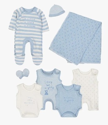 MOTHERCARE 8 PAK Wyprawka wcześniak Pajacyk Kocyk inne 2,3 kg / ok 50-56 cm