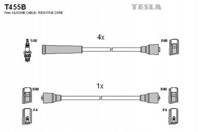 TESLA BLATNÁ T455B КОМПЛЕКТ ТРУБОК ZAPŁONOWYCH