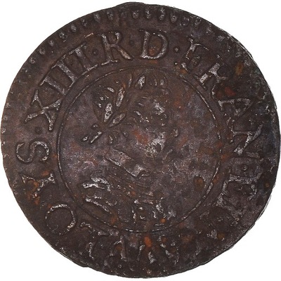 Moneta, Francja, Louis XIII, Denier Tournois, 1614