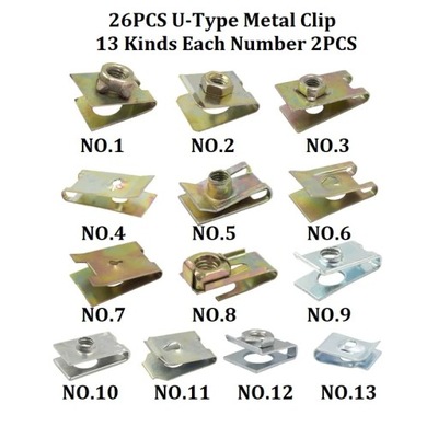 A2-26 ШТ. МЕТАЛЛИЧЕСКИЙ КЛИПСА КОМПЛЕКТ КЛИПСАÓW DO ZDERZA