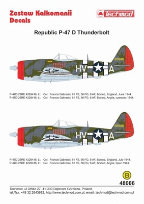 48006 P-47 D Thunderbolt - USA 1944 - Francis Gabreski