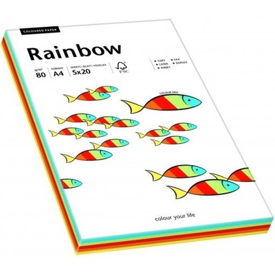 Papier xero kolorowy A4 80g RAINBOW mix intensywny