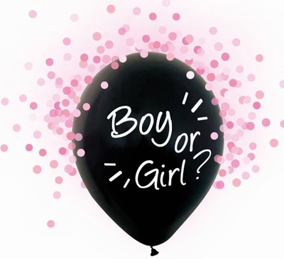 Balony Lateksowe Baby Shower BOY or GIRL Różowe Konfetti Dziewczynka