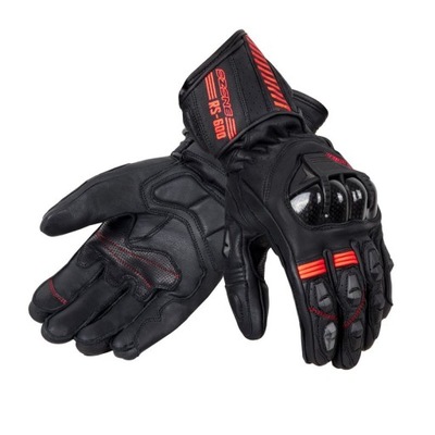 RĘKAWICE MOTOCYKLOWE SKÓRZANE OZONE RS600 BLACK/FLUO RED 3XL