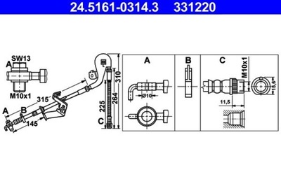 ATE 24.5161-0314.3 CABLE BRAKE ELASTIC  