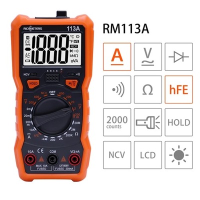 RM113D MULTIMETR W ELEKTRONICZNA ЗОНД CYFROWE ПІДСВІТКА LCD ZABEZPIECZ