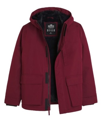 Kurtka Abercrombie Hollister XL all-weather sherpa bordowa