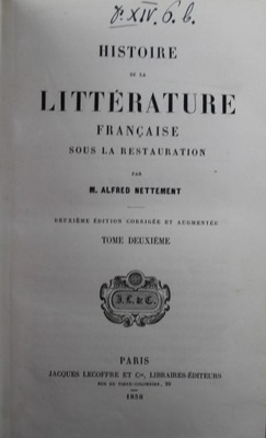 Histoire de la Litterature Francaise Tom 2 1858