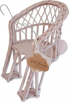 KOSZYK ROWEROWY DLA LALEK WIKLINOWY BRUDNY RÓŻ