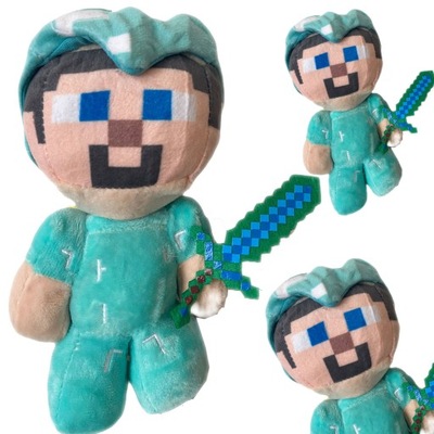 MASKOTKA MINECRAFT DIAMENTOWY STEVE MIECZ PLUSZAK POSTAĆ Z GRY PRZYTULANKA