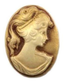 FIORITURA-KABOSZON ŻYWICA KAMEA CAMEA BRĄZ 18x13mm