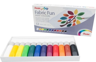 Farby Do Tkanin Pentel Fabric Fun 12 Kolorów Trwałe Niespieralne