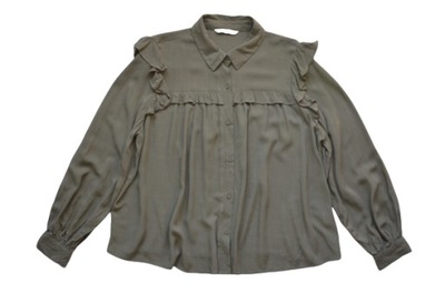 Koszula zielona khaki bluzka 100% wiskoza falbanki luźna 40/42