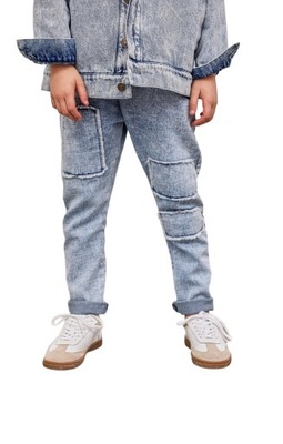 mashmnie spodnie jeansowe łaty 140/146
