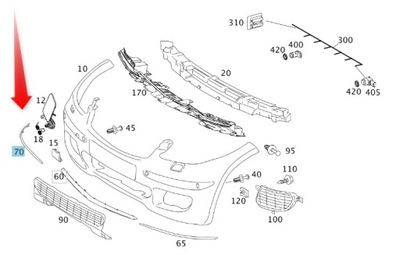 FACING, PANEL DÉCOR BUMPER CHROME RIGHT MERCEDES A1698850274  