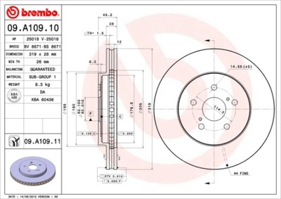 BREMBO 09.A109.11 ДИСК ТОРМОЗНОЙ