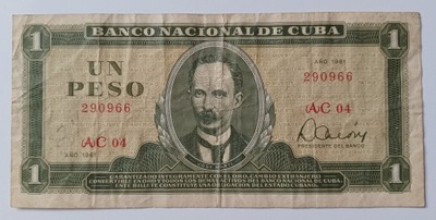 Banknot Kuba 1 Peso 1981 rok