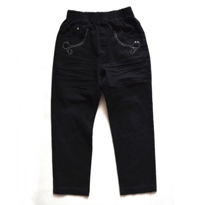 TREGGINSY czarne spodnie ŁATY jeans CEKINY 7 8 lat
