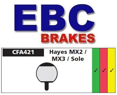 Klocki rowerowe EBC Hayes Sole GX2 MX2 MX3 CFA421R