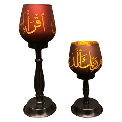 Muzułmańskie szklane świeczniki na tealighty Świecznik pieńkowy Świeca czara czarna