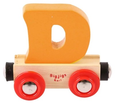 Wagonik kolejkowy magnetyczny dla dzieci Drewniany Literka D Do łączenia