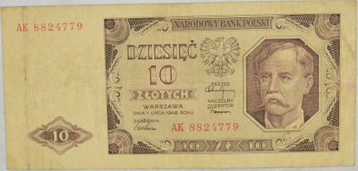 12.aj.PRL, 10 Złotych 1948 AK, M.136.b, St.3+