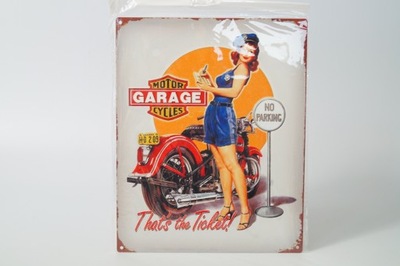 PLAKAT METALOWY SZYLD MOTOR CYCLES GARAGE 25/20 cm