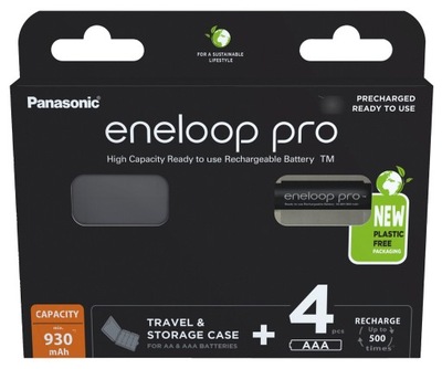 4x PANASONIC ENELOOP 930 mAh R03/AAA PRO + BOX