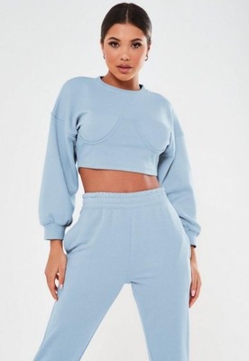 MISSGUIDED PETITE KRÓTKA NIEBIESKA BLUZA (36)