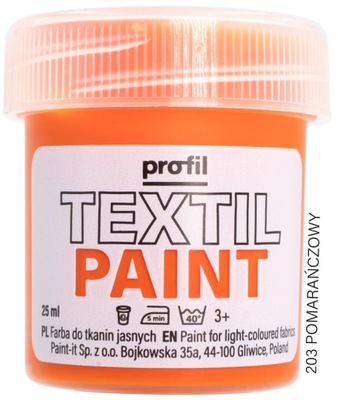 FARBA DO TKANIN JASNYCH POMARAŃCZ 25M TEXTIL PAINT