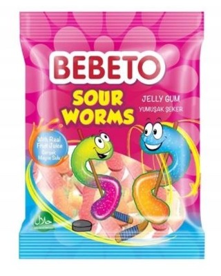 Bebeto Żelki sour worms 80g Odra