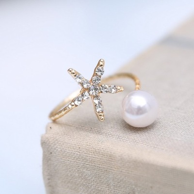 Biżuteria rozgwiazda sztuczna pierścionki z perłą