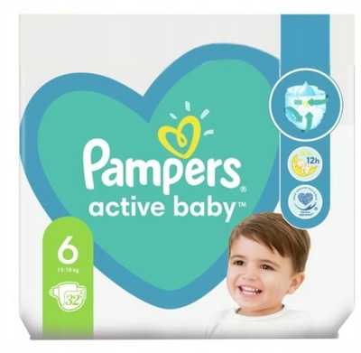 32szt Pieluszki PAMPERS ACTIVE BABY 6 13-18kg